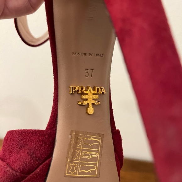 Prada Suede Platform Peep Toe Heels - Picture 7 of 10